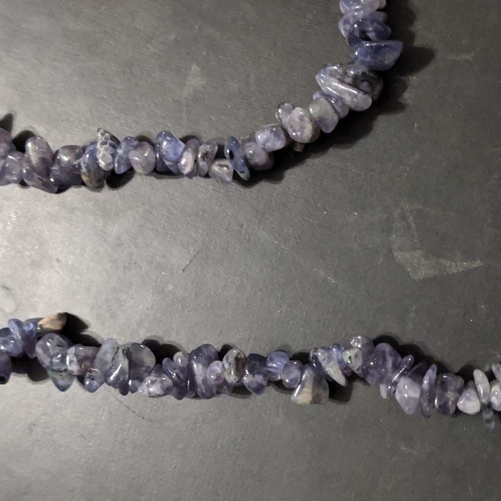 Blue Iolite Gemstone Chip Long Statement Necklace - image 2